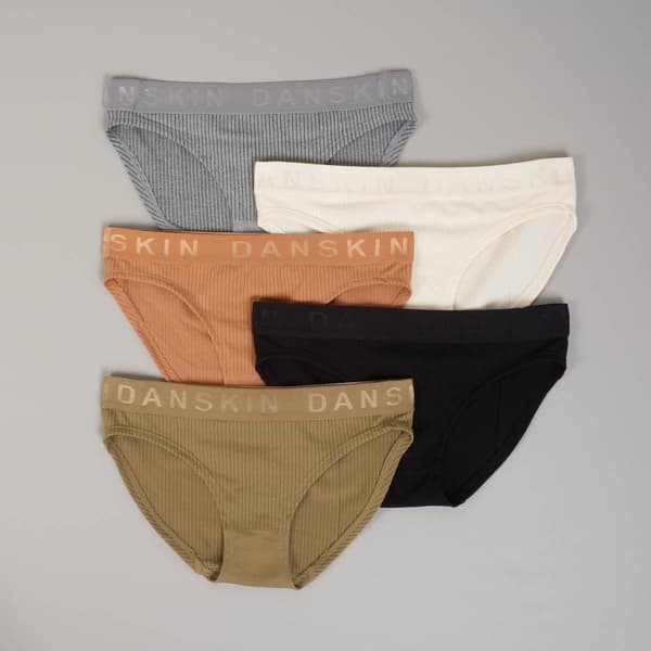 Womens Danskin 5pk. Rib Bikini w/Elastic Band Panties DS3079-5PKS - image 
