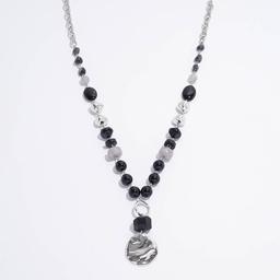 Ashley Cooper(tm) Rhodium-Tone Beaded Disc Pendant Long Necklace