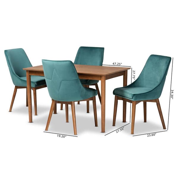 Baxton Studio Gilmore Modern/Contemporary Velvet 5pc. Dining Set