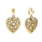 1928 Gold-Tone Filigree Heart Drop Clip On Earrings - image 1