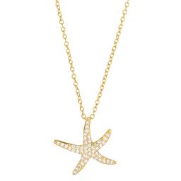 Athra 14kt. Gold over Brass & CZ Starfish Pendant Necklace