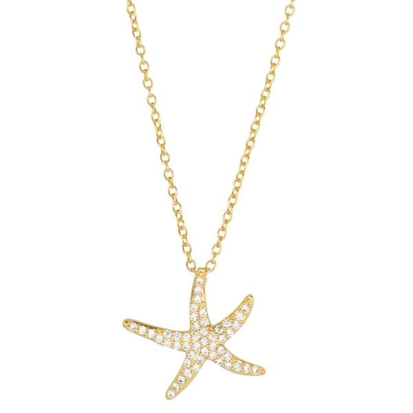Athra 14kt. Gold over Brass & CZ Starfish Pendant Necklace