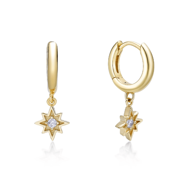 Brilliant Grown 18kt. Gold-Plated Lab-Grown Diamond Star Earrings - image 