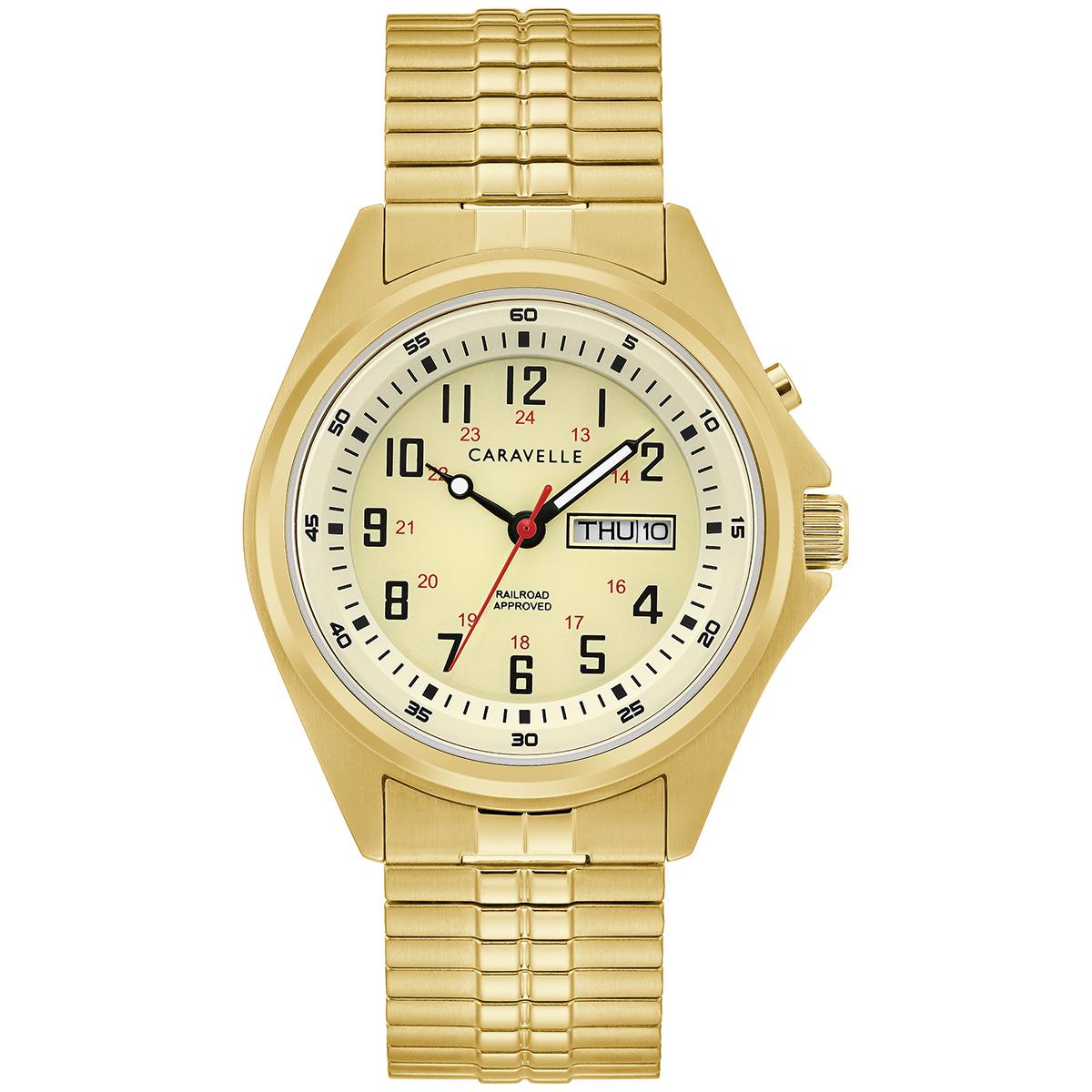 Mens Caravelle Gold-tone Stainless Luminescent Watch -...