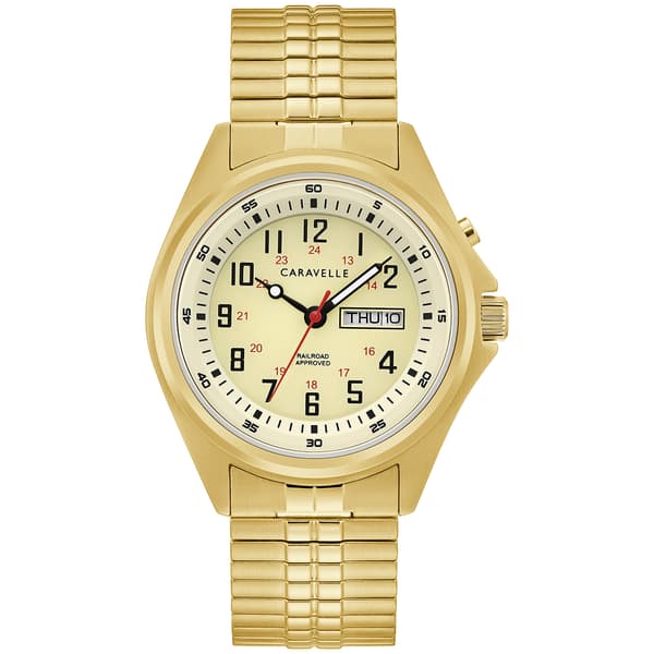 Mens Caravelle Gold-tone Stainless Luminescent Watch - 44C112 - image 