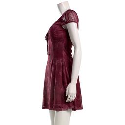 Juniors 7th & Hudson Mesh Cap Sleeve Sweetheart Skater Dress- Red
