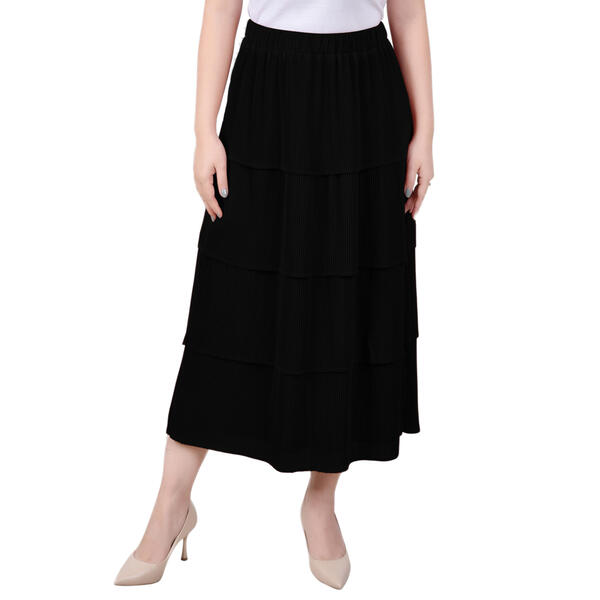 Petite NY Collection Tiered Pleated Dobby Skirt - image 