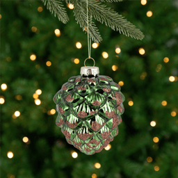 Northlight Pine Cone with Glitter Glass Christmas Ornament