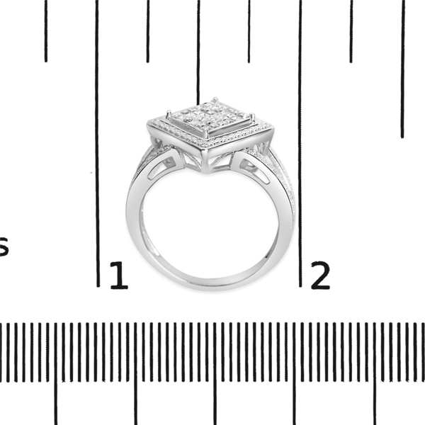 Haus of Brilliance 1/3ctw Invisible Set Diamond Beaded Halo Ring