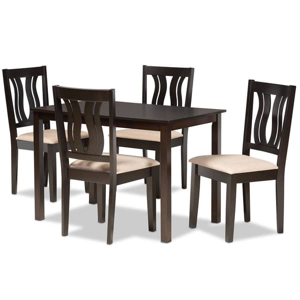 Baxton Studio Fenton Sand/Dark Brown 5pc. Dining Set - image 