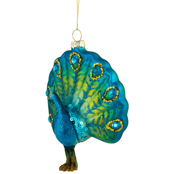 Northlight Green & Blue Peacock Glass Christmas Ornament