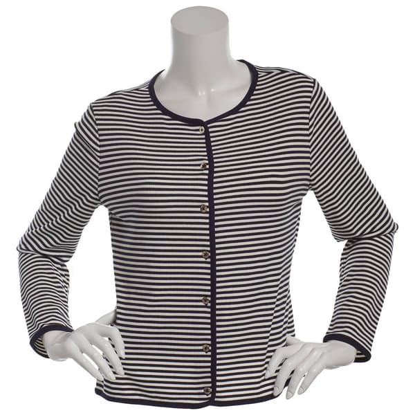 Womens Nautica Long Sleeve Stripe Rib Cardigan