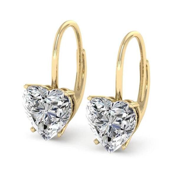 Moluxi&#40;tm&#41; 14kt. Gold 4ctw. Moissanite Heart Dangle Earrings - image 