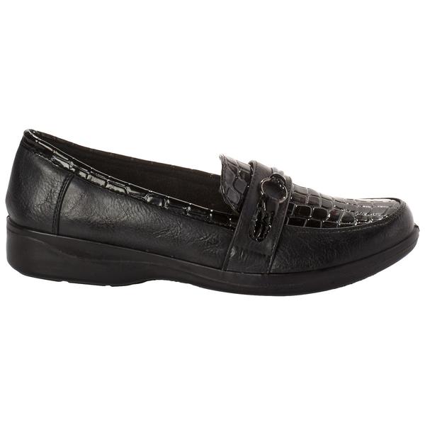 Womens Easy Street Harlow Black Patent Crocodile loafers