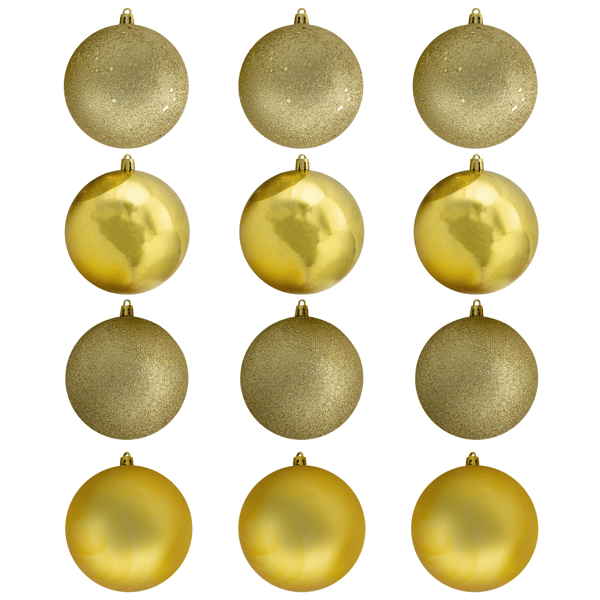 Northlight 12ct Gold Shatterproof 4-Finish Christmas Ornaments