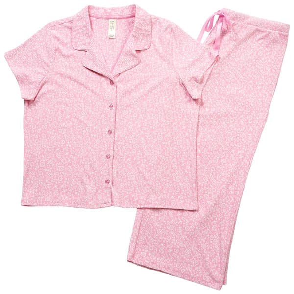 Petite Jessica Simpson Short Sleeve Floral Capri Pajama Set