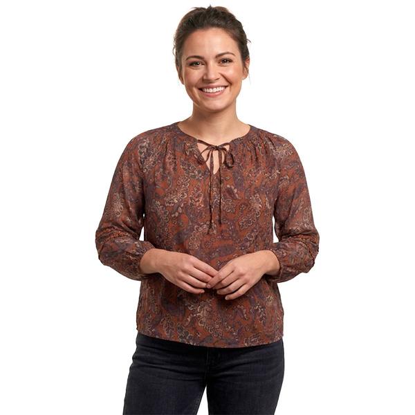 Womens Zac & Rachel 3/4 Sleeve Foil Paisley Keyhole Neck Blouse