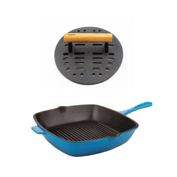 BergHOFF Neo 2pc. 11in. Grill Pan with Slotted Steak Press
