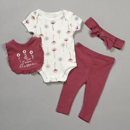 Baby Girl &#40;NB-9M&#41; Rene Rofe&#40;R&#41; 4pc. Dandelion Bodysuit & Pants Set