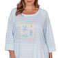 Plus Size Hearts of Palm Aqua Fresh 3/4 Sleeve Palm Tree Tee - image 5