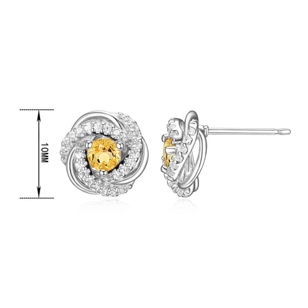 Forever Facets Rhodium Plated November Love Knot Earrings