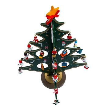 Wooden Tree With Miniature Ornaments Set
