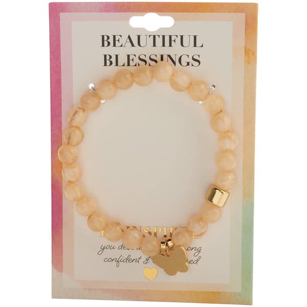 Beautiful Blessings Stretch Pearl Beaded Butterfly Charm Bracelet - image 