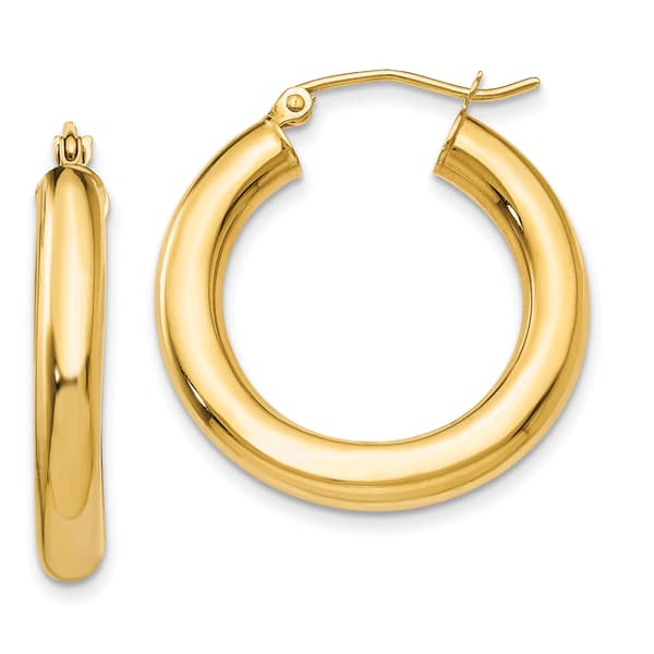 Gold Classics(tm) 14kt. Glossy Gold 25mm Tube Hoop Earrings - image 