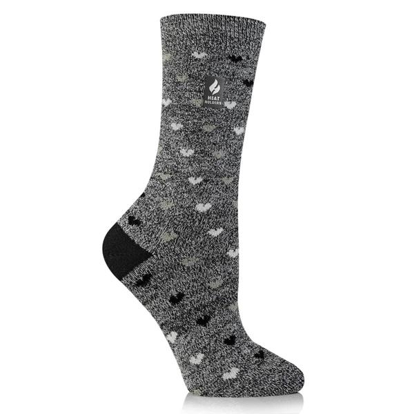 Womens Heat Holders(R) ULTRA LITE(tm) Orchid Hearts Crew Socks - image 