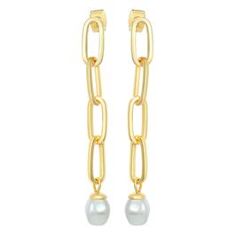 Roman Gold-Tone Pearl Link Dangle Earrings