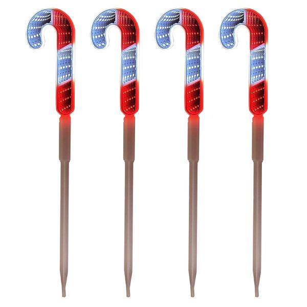 Set of 4 Lighted Infinity Candy Cane Pathway Lights - image 