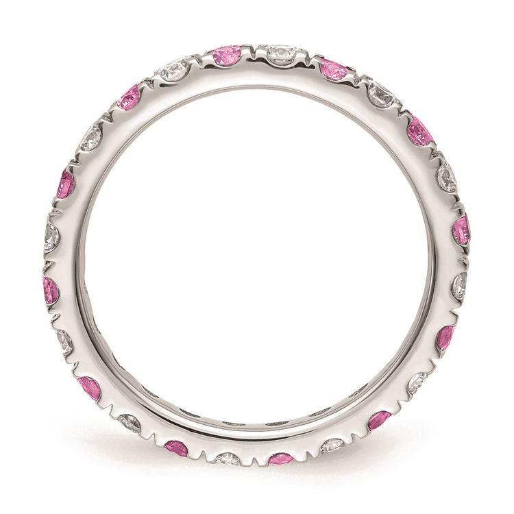 Pure Fire 14kt. White Gold Lab Created Pink Sapphire Band