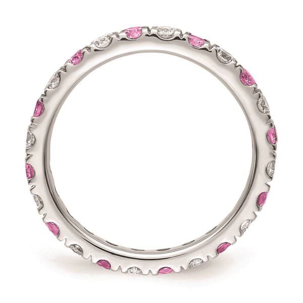 Pure Fire 14kt. White Gold Lab Created Pink Sapphire Band