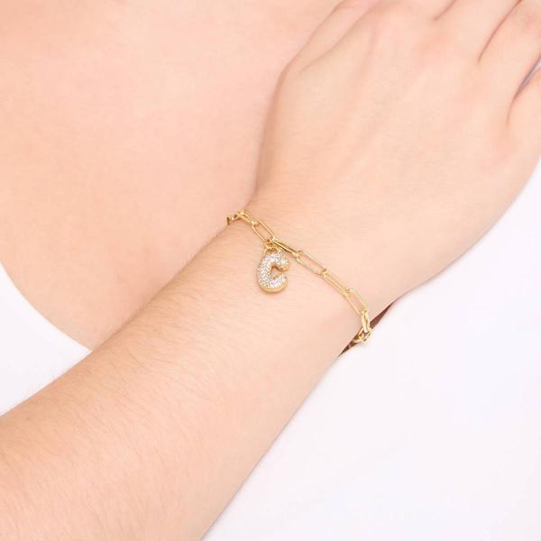Athra 14kt. Gold Over Brass CZ C Initial Bracelet