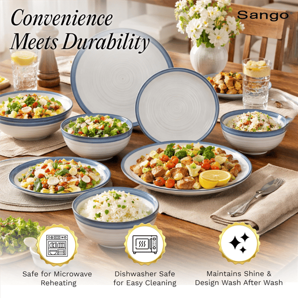 Sango Siterra Santorini 16pc. Blue Round Dinnerware Set