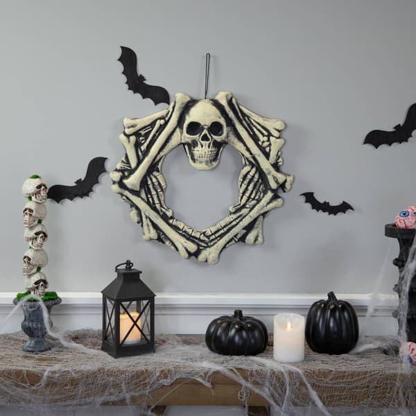 Northlight Seasonal Skull Head and Bones Unlit Wreath