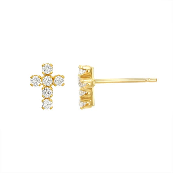 10kt. CZ Cross Stud Earrings - image 