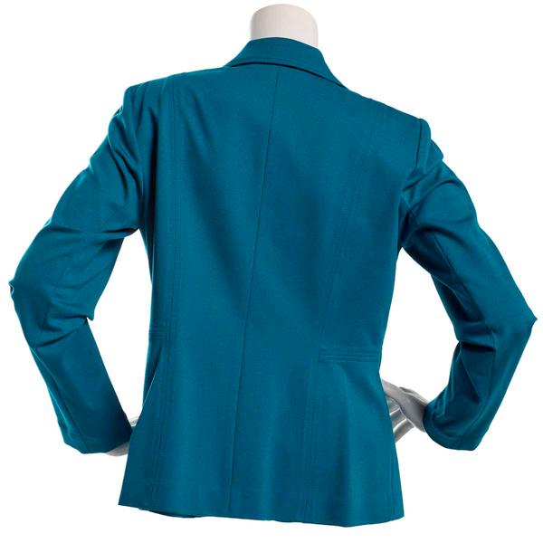 Womens Kasper Long Sleeve One Button Zip Pocket Blazer
