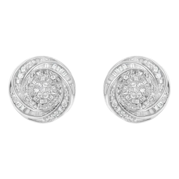 Haus of Brilliance Silver 1/4ctw. Diamond Swirl Stud Earrings - image 