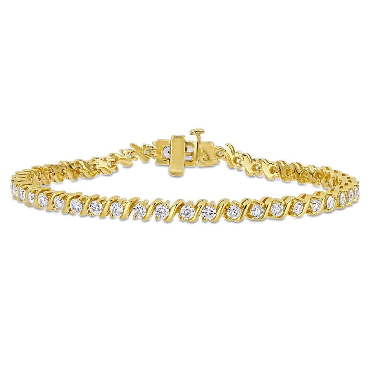 Sterling Silver 18kt. Gold Moissanite S-Link Bracelet