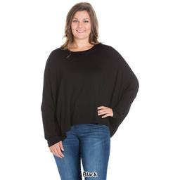 Plus Size 24/7 Comfort Apparel Dolman Long Sleeve Top