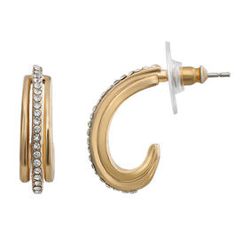 Roman Gold-Tone Crystal Hoop Earrings