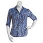 Womens Emily Daniels 3/4 Sleeve Foil Print 2 Pocket Polo Knit Top - image 1