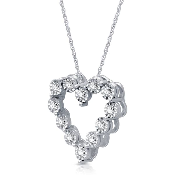 Nova Star® Sterling Silver Lab Grown Diamond Heart Pendant