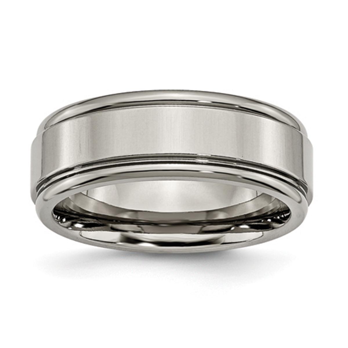 Mens Endless Affection™ 8mm Grooved Edge Wedding Band
