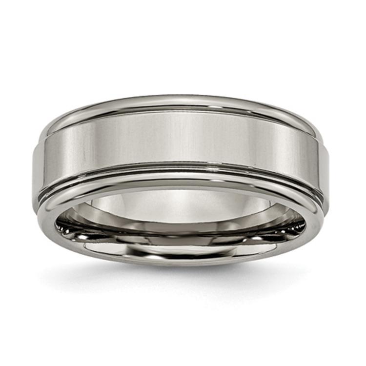 Mens Endless Affection(tm) 8mm Grooved Edge Wedding Band