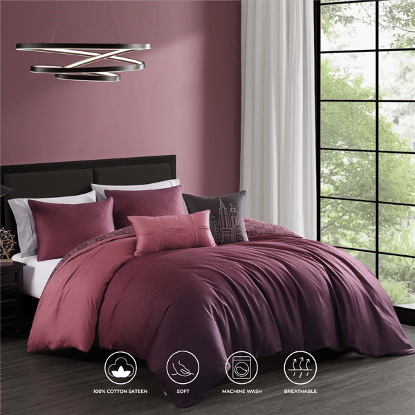 Bebejan® Mauve Dreams Cotton 5pc. Reversible Comforter Set