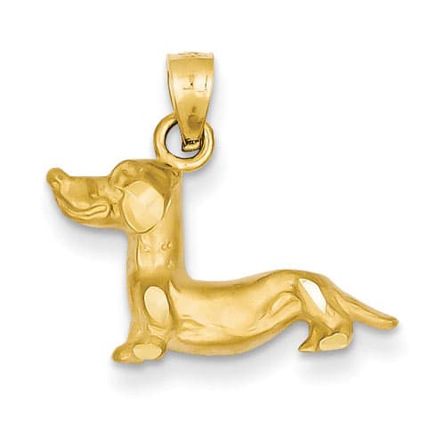 Gold Classics&#40;tm&#41; 14k. Diamond-Cut Dachshund Pendant - image 