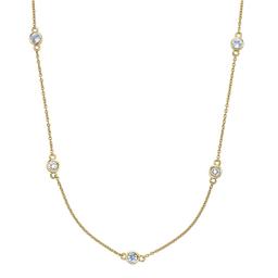 Gemminded 3.5mm Round Created Aquamarine & White Topaz Necklace