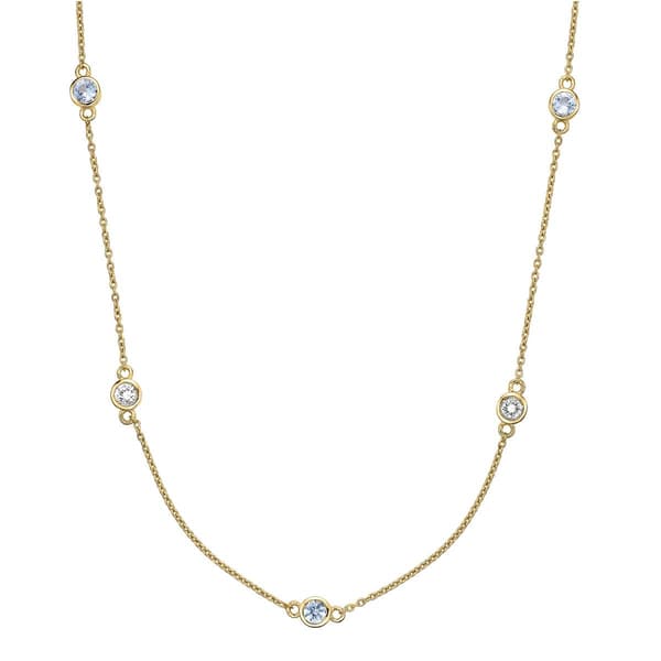 Gemminded 3.5mm Round Created Aquamarine & White Topaz Necklace - image 